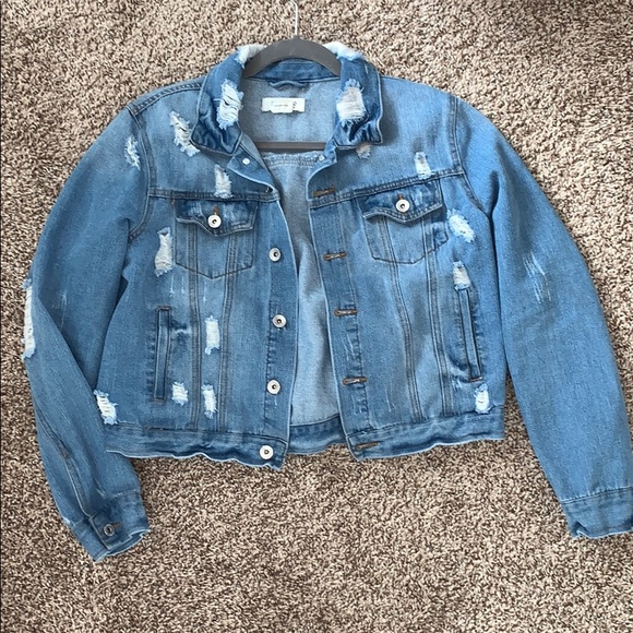 Distressed denim jacket - Picture 1 of 7